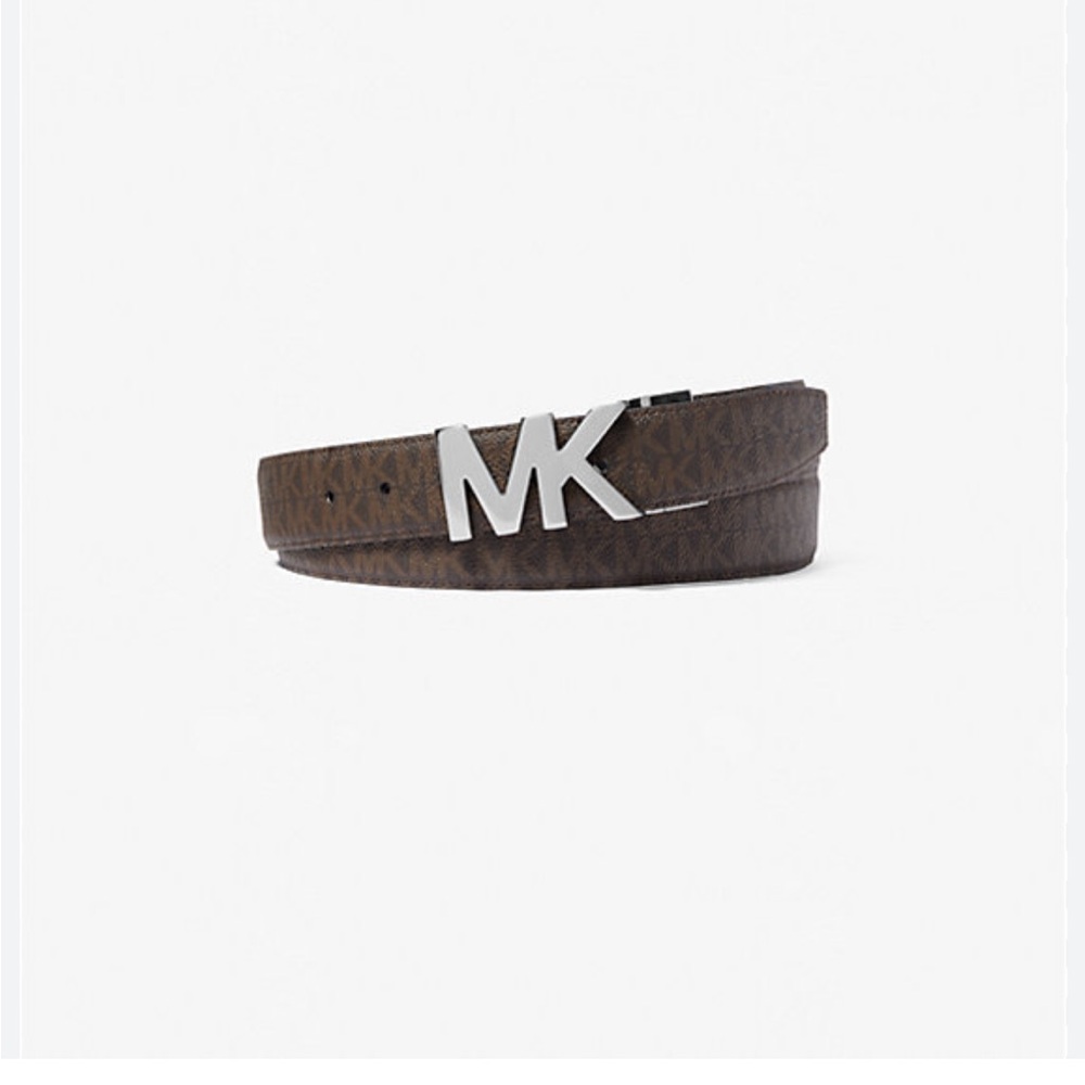 Michael Kors Belt Brown Signature Logo MK Buckle Fashion Accessory - Picture 12 of 14